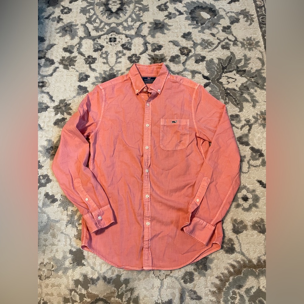 Men’s XS Vineyard Vines Slim Fit Tucker Shirt Salmon Button Up